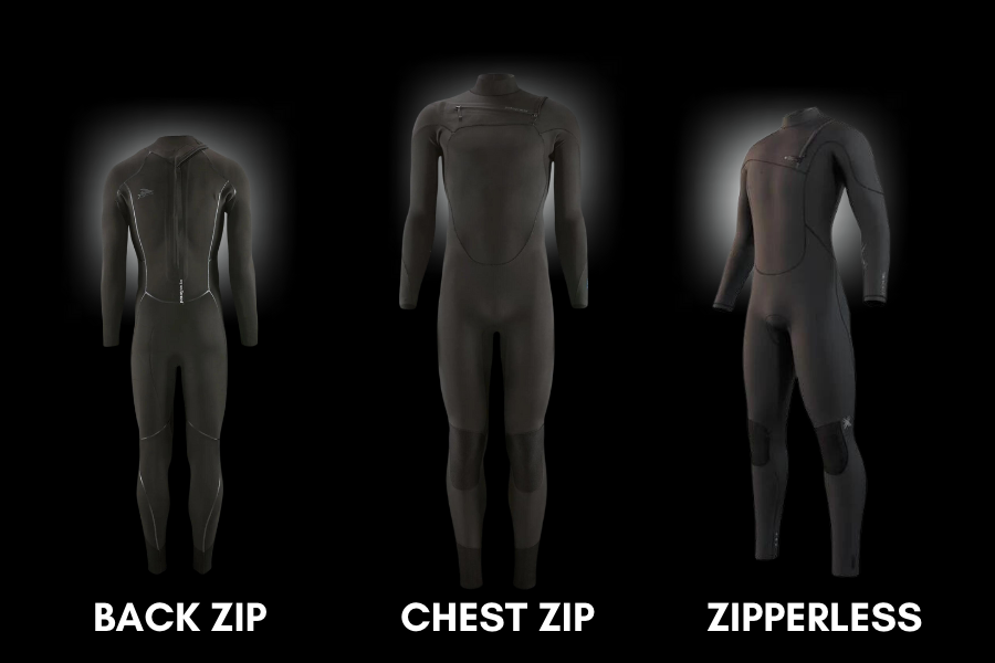 Wetsuit zip comparison